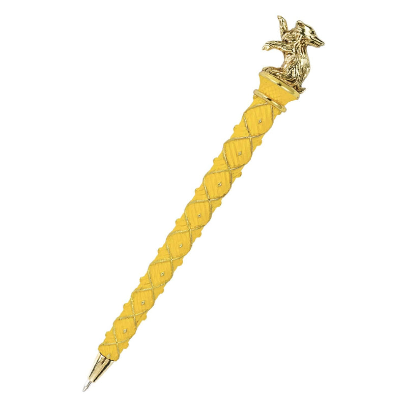 The Noble Collection Harry Potter Gold-Plated Hufflepuff Pen - 8in (21cm) Topped With Hufflepuff House Mascot Officially Licensed Harry Potter Movie Stationery Gifts