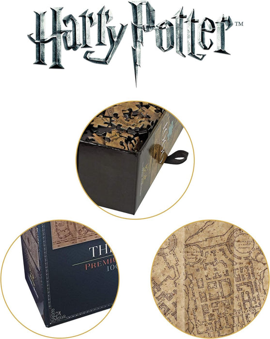 The Noble Collection Harry Potter Marauders Map 1000pc Jigsaw Puzzle - 35 x 13in (89 x 33cm) Oversized Puzzle - Harry Potter Film Set Movie Props Gifts