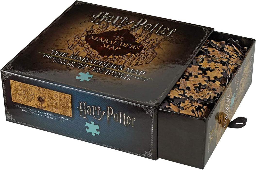 The Noble Collection Harry Potter Marauders Map 1000pc Jigsaw Puzzle - 35 x 13in (89 x 33cm) Oversized Puzzle - Harry Potter Film Set Movie Props Gifts