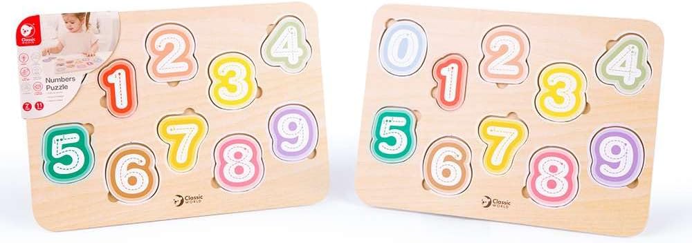Classic World Houten Puzzle Cijfers, 11 Pieces, Assorted Colours