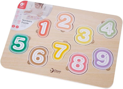 Classic World Houten Puzzle Cijfers, 11 Pieces, Assorted Colours