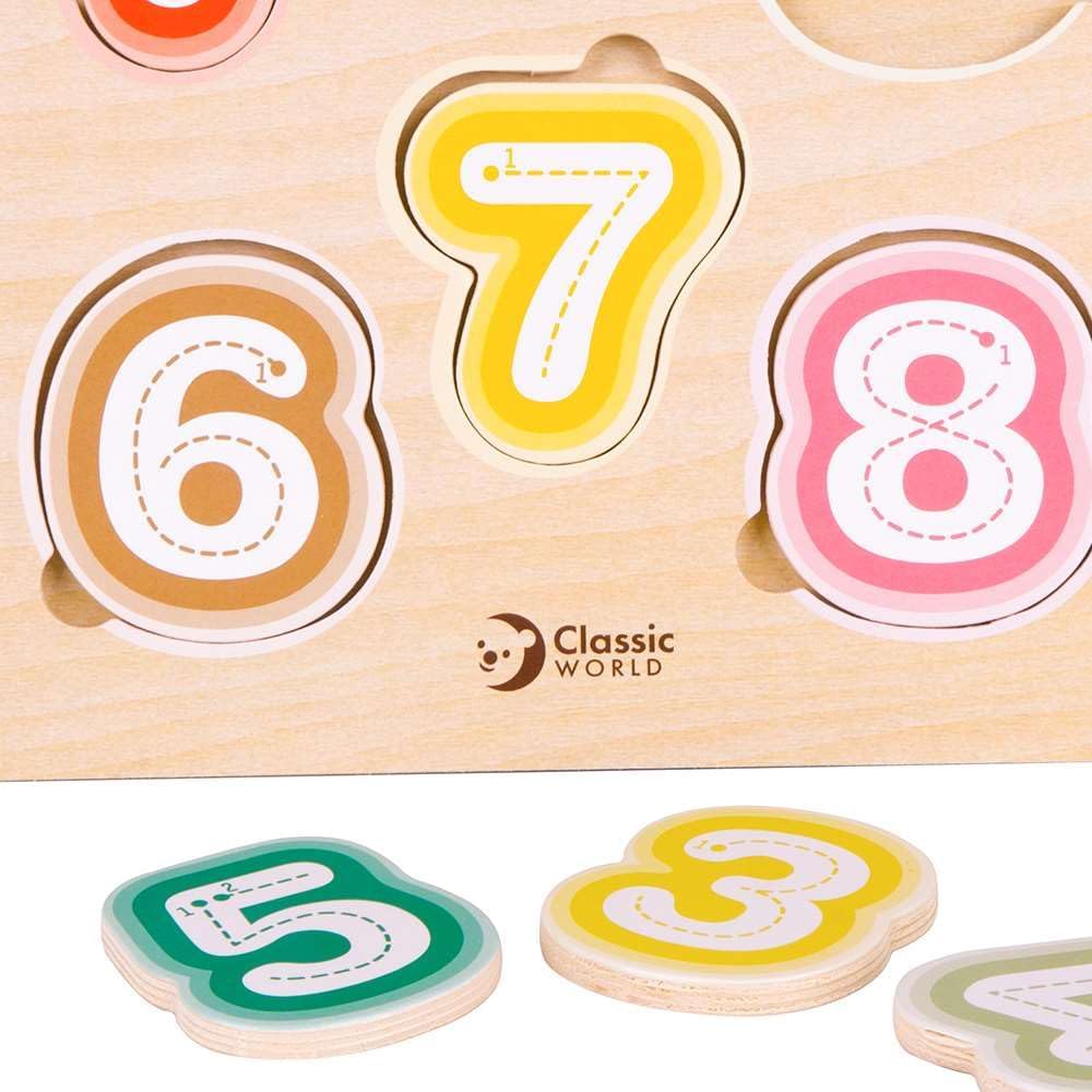 Classic World Houten Puzzle Cijfers, 11 Pieces, Assorted Colours