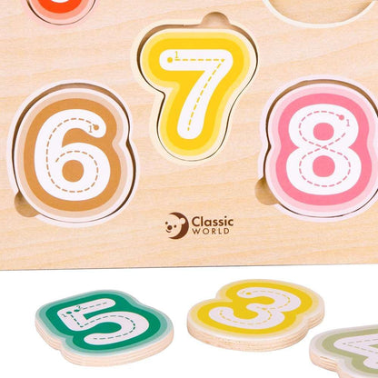 Classic World Houten Puzzle Cijfers, 11 Pieces, Assorted Colours
