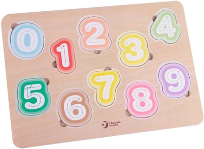 Classic World Houten Puzzle Cijfers, 11 Pieces, Assorted Colours