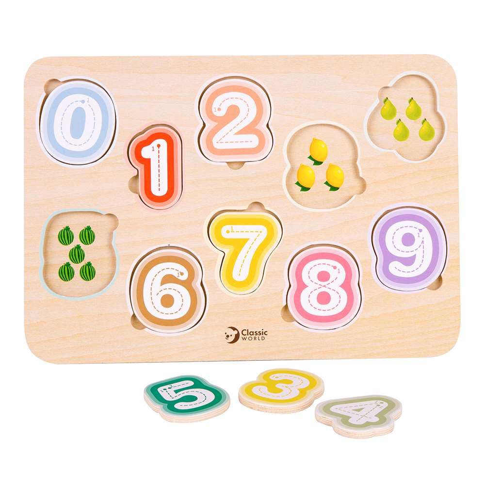 Classic World Houten Puzzle Cijfers, 11 Pieces, Assorted Colours