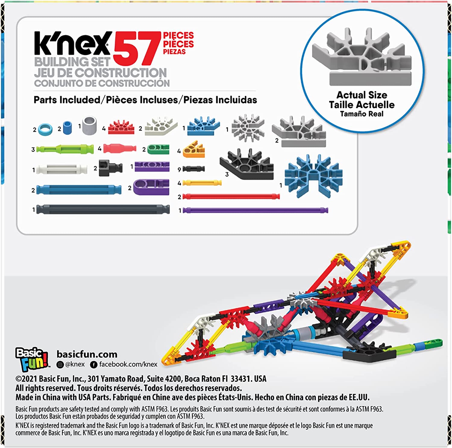 K'Nex 17022 Imagine Set Jumbo Jet Construction- 57 Pieces-Ages 5-10 Construction Toy, Multicolor