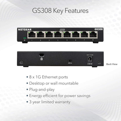 Netgear 8PT GIGE SW 300 - Switch de red, series no administrado (versiòn UK)