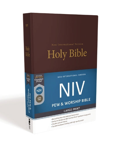 NIV, Church Bible (Pew Bible), Large Print, Hardcover, Burgundy, Comfort Print