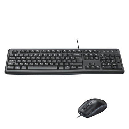 Logitech MK120 Wired Keyboard and Mouse Combo for Windows, Optical Wired Mouse, Full-Size Keyboard, USB Plug-and-Play, Compatible with PC, Laptop, QWERTY UK English Layout - Black