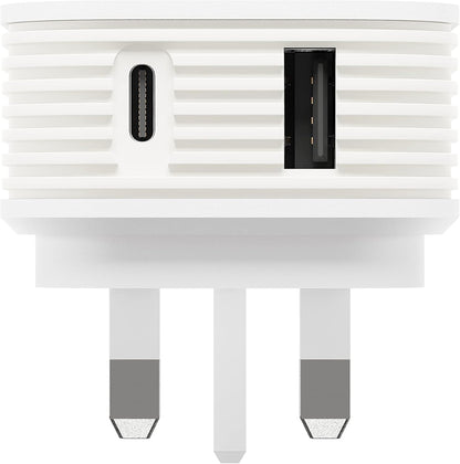 Juice 20 Watt Plug To Super Charge Your iPhone, Samsung and many more, USB A and C Dual Port To Fast Charge Smartphones and Tablets,Power Delivery,Compact Design with Sure Grip Technology