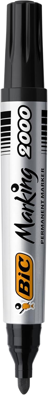 Bic Marking 2000 ECOlutions, Multi-Surface Black Permanent Markers, Ideal for School, Bullet Tip and Quick Drying Ink, Black Box x 12