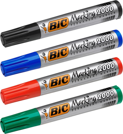 Bic Marking 2000 ECOlutions, Multi-Surface Black Permanent Markers, Ideal for School, Bullet Tip and Quick Drying Ink, Black Box x 12