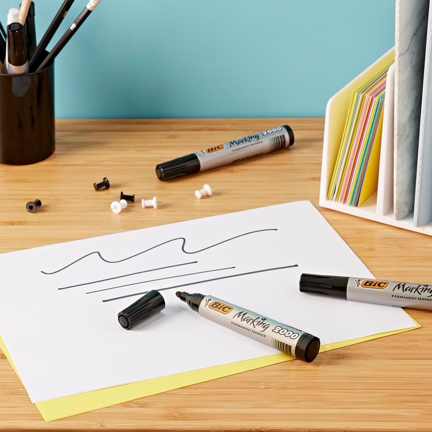Bic Marking 2000 ECOlutions, Multi-Surface Black Permanent Markers, Ideal for School, Bullet Tip and Quick Drying Ink, Black Box x 12