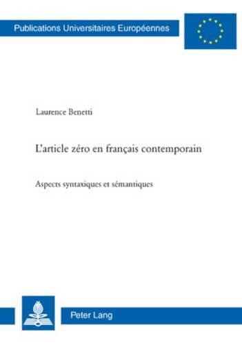 L'Article Zéro En Français Contemporain
