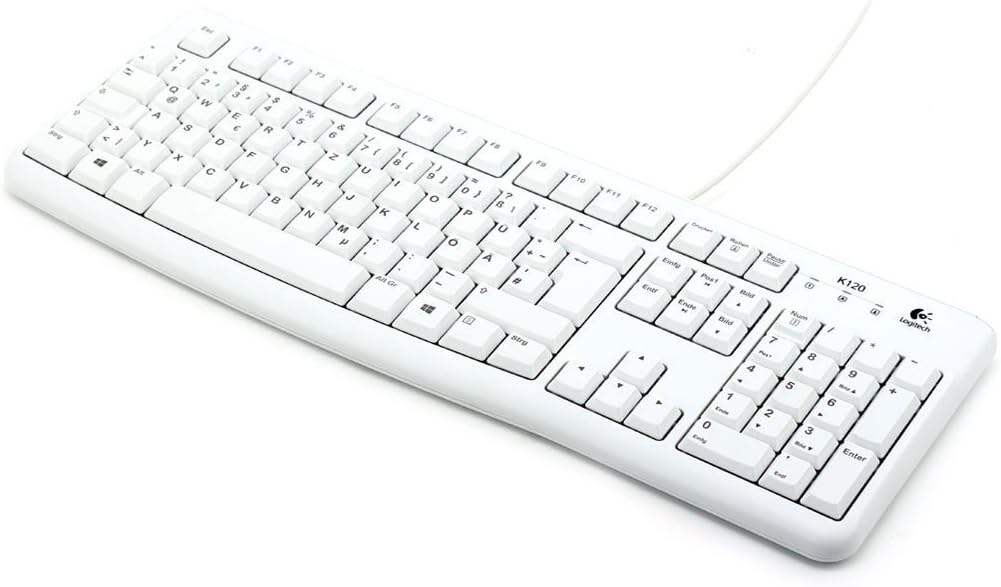 Logitech K120 Wired Business Keyboard, QWERTZ German Layout - White