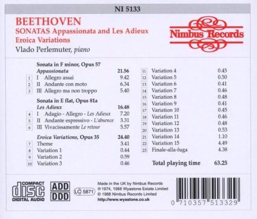 Appassionata, Les Adieux, Eroica Variations (Perlemuter)