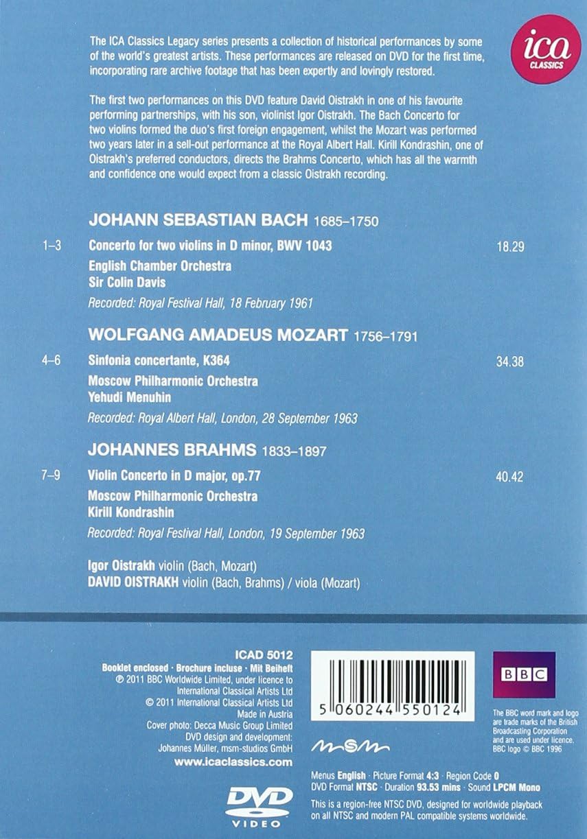 Various: David Oistrakh (Concerto For Two Violins/ Sinfonia Concertante/ Violin Concerto)