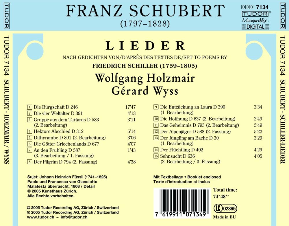 Schiller - Lieder (Wyss, Holzmair)