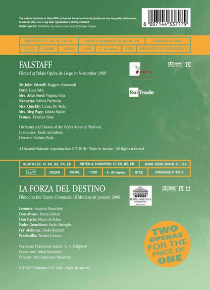 Verdi: Laforza Destino/ Falstaff (Dynamic: 33717)