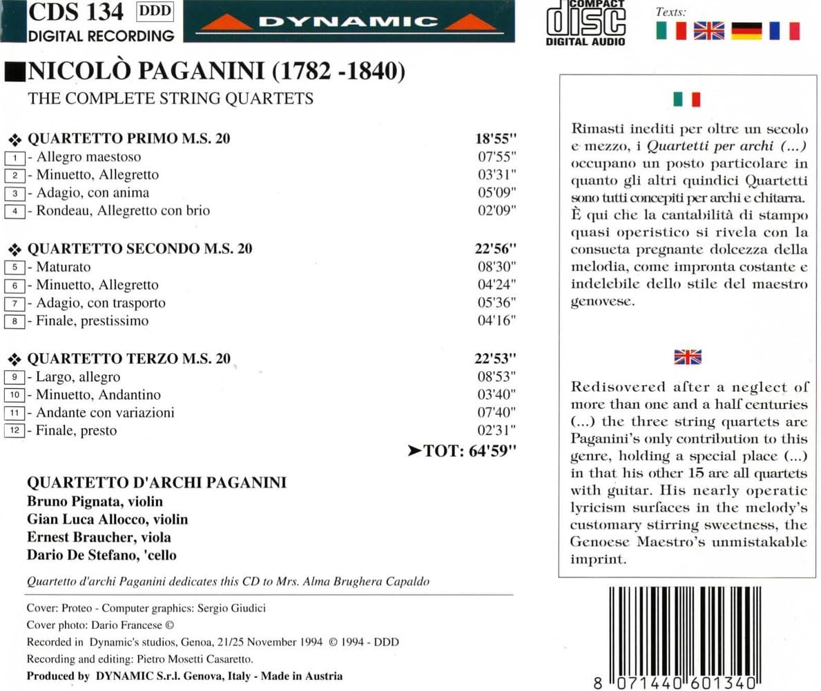 String Quartets (Quartetto D'archi Paganini)