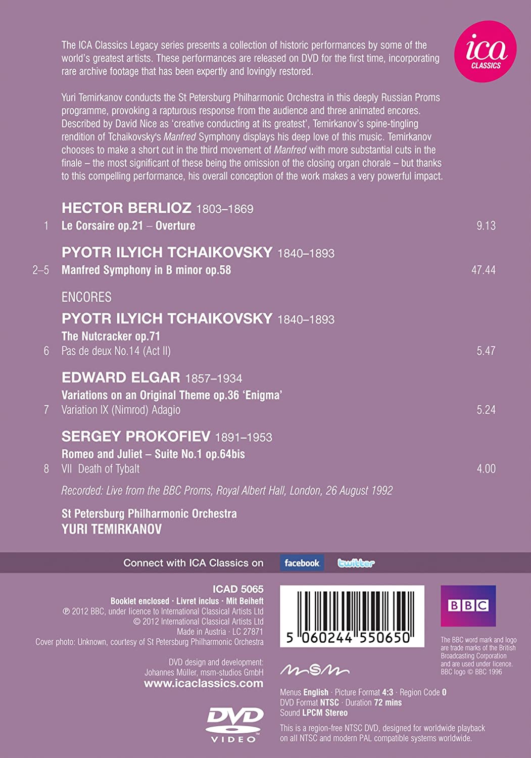 Yuri Temirkanov At BBC Proms (Le Corsaire/ Manfred Symphony) (ICA Classics: ICAD 5065)