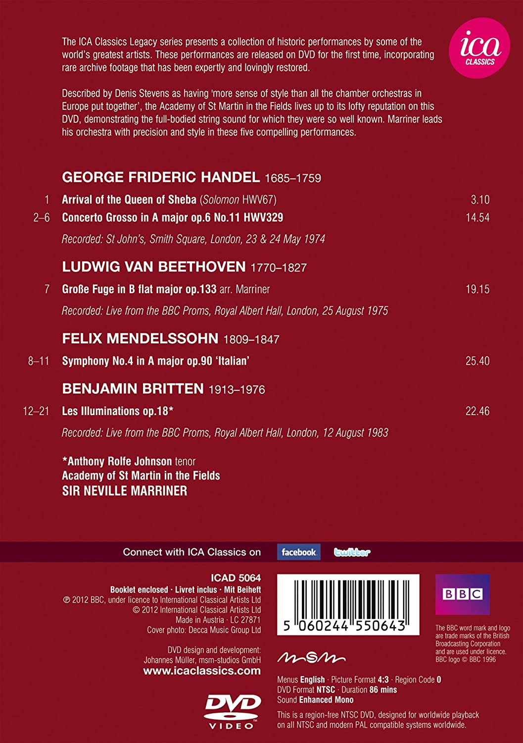 Marriner: Martin In Fields (Concerto Grosso/ Grosse Fuge) (ICA Classics: ICAD 5064)