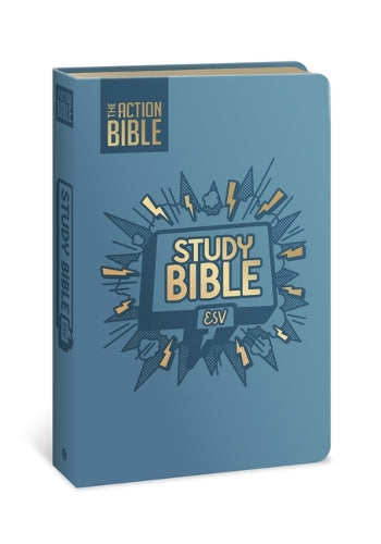 The Action Bible Study Bible ESV, Leathersoft, Blue, Full Color