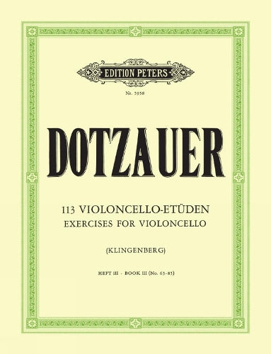 113 Exercises for Violoncello Vol.3 (Cello Solo): Nos. 63-85 (Edition Peters