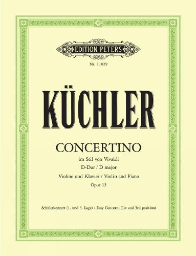 Concertino in the Style of Vivaldi Op. 15 for Violin and Piano: Easy Concerto, 1st and 3rd Position (Edition Peters