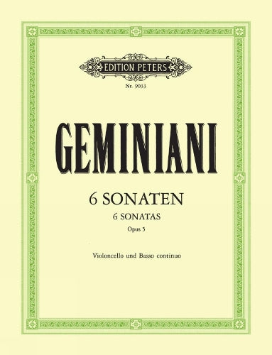 6 Sonatas for Cello and Continuo Op. 5: Continuo Realized for Harpsichord/Piano Continuo Cello Ad Lib