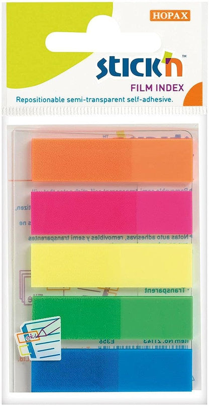 Stick N 21050 Value 12 mm Film Index Tab - Neon Multi-Colour