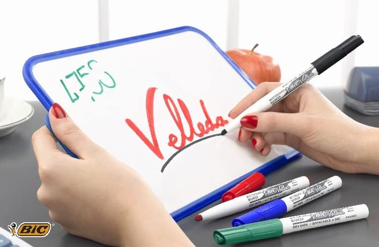 BIC Velleda 1741 - Rotuladores de pizarra blanca, punta media (4.5mm), caja de 4 unidades, colores surtidos