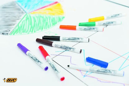 BIC Velleda 1741 - Rotuladores de pizarra blanca, punta media (4.5mm), caja de 4 unidades, colores surtidos