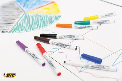 BIC Velleda 1741 - Rotuladores de pizarra blanca, punta media (4.5mm), caja de 4 unidades, colores surtidos