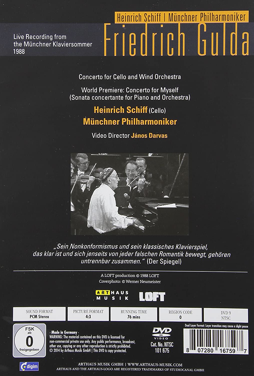 FRIEDRICH GULDA: Concerto for Cello & Orchestra Recording from the Münchner Klaviersommer 1988