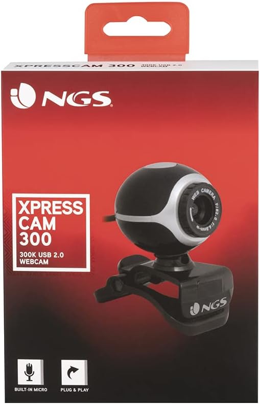 NGS XPRESSCAM300 - Webcam for PC with Built-In Microphone, VGA Resolution, USB 2.0 Connection and Plug&Play