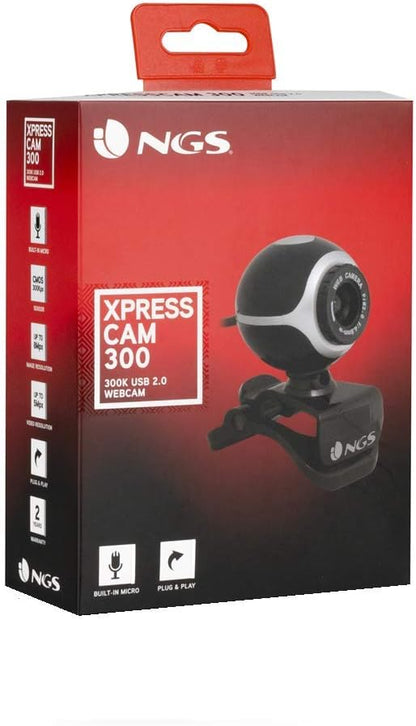 NGS XPRESSCAM300 - Webcam for PC with Built-In Microphone, VGA Resolution, USB 2.0 Connection and Plug&Play