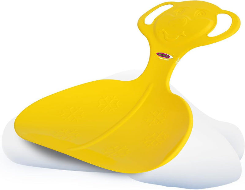 JAMARA 460374 - Snow Play Schneeflitzer Bär - Haltegriffe am Pfannenkopf, langlebiger/ flexibler Kunststoffkörper, Bärform am Griff, Leichtgewicht mit nur 165 g, gelb