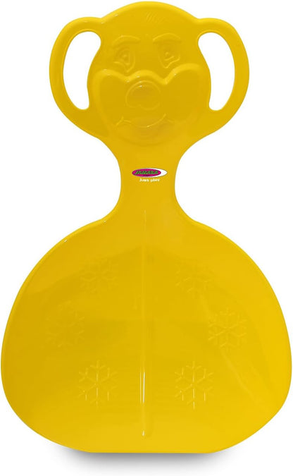 JAMARA 460374 - Snow Play Schneeflitzer Bär - Haltegriffe am Pfannenkopf, langlebiger/ flexibler Kunststoffkörper, Bärform am Griff, Leichtgewicht mit nur 165 g, gelb