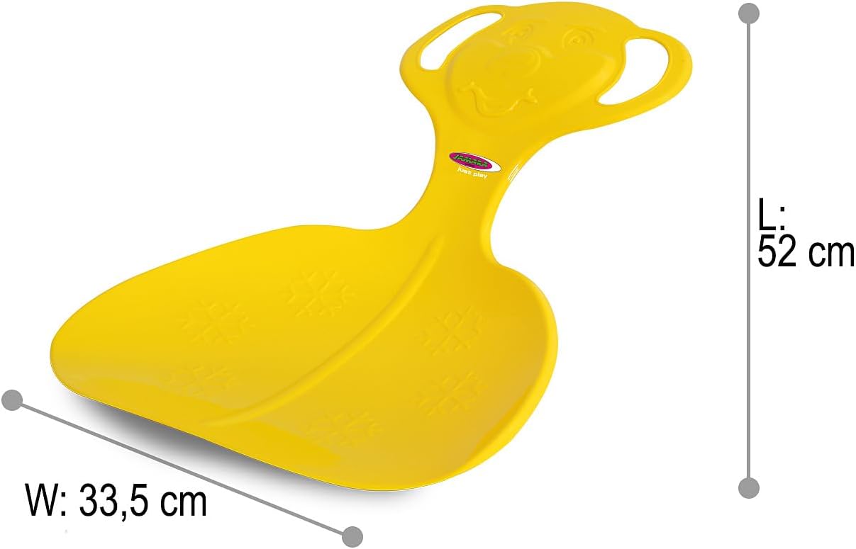 JAMARA 460374 - Snow Play Schneeflitzer Bär - Haltegriffe am Pfannenkopf, langlebiger/ flexibler Kunststoffkörper, Bärform am Griff, Leichtgewicht mit nur 165 g, gelb