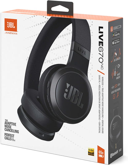 JBL Live 670 NC Wireless On-Ear Headphones with Noise-Cancelling Technology and 65-Hour Battery Life, Black