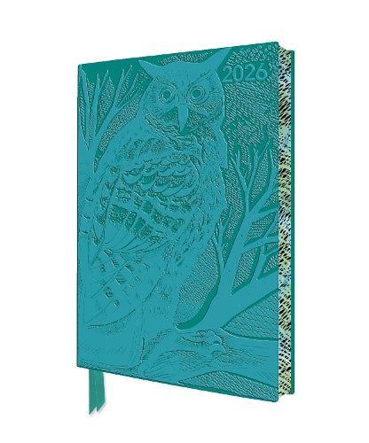 Angela Harding: Long Eared Owl 2026 Artisan Art Vegan Leather Diary Planner - Page to View with Notes
