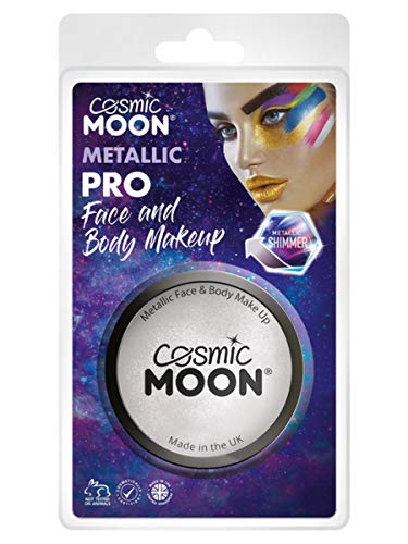 Smiffys Cosmic Moon Metallic Pro Face Paint Cake Pots, Sil