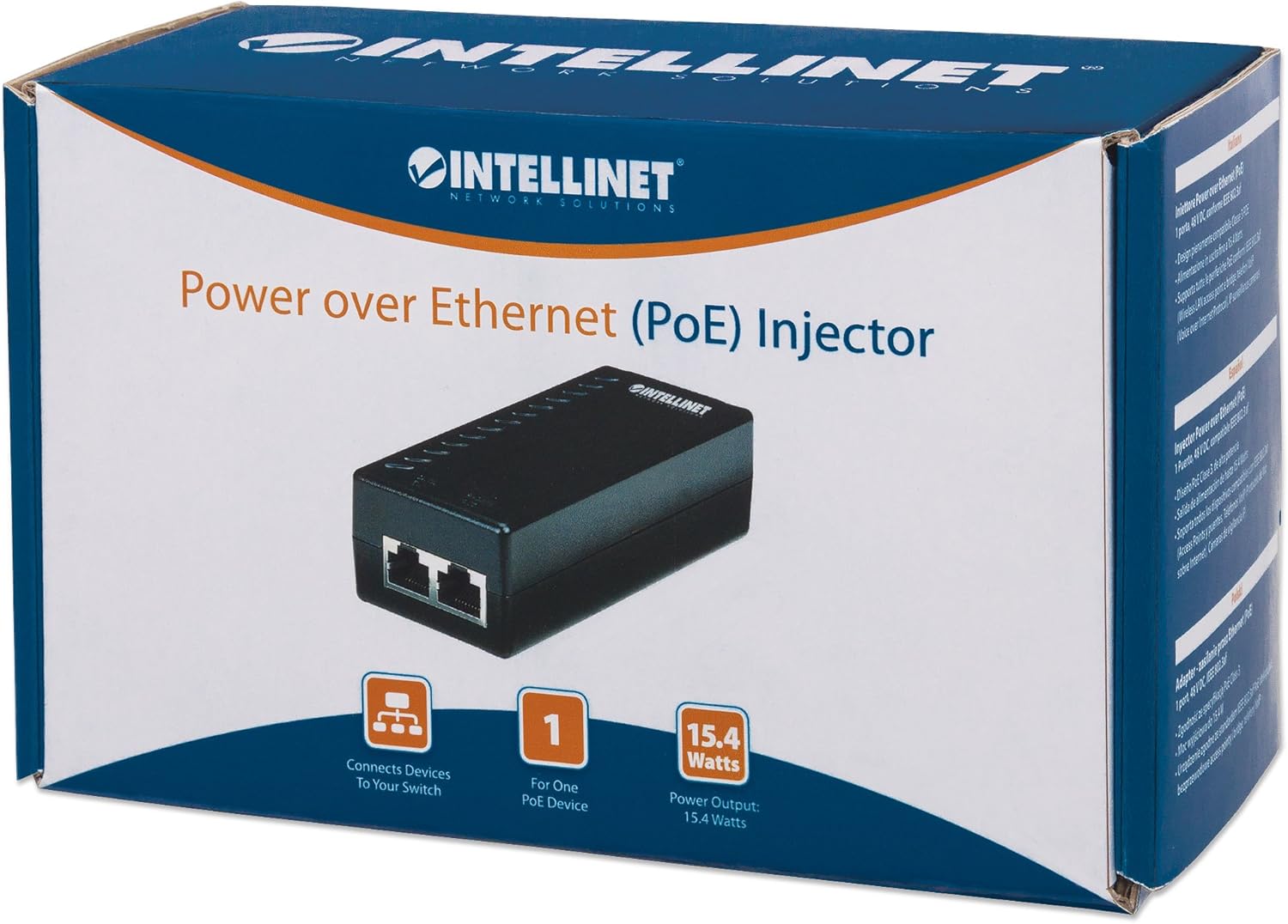 Intellinet Power over Ethernet (PoE) Injector, 1 Port, 48 V DC, IEEE 802.3af Compliant (UK Power Cord