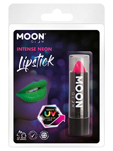 Smiffys Moon Glow Intense Neon UV Lipstick, Intense Pink
