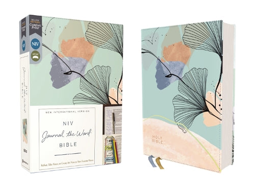 NIV, Journal the Word Bible (Perfect for Note-Taking), Leathersoft, Teal/Floral, Red Letter, Comfort Print