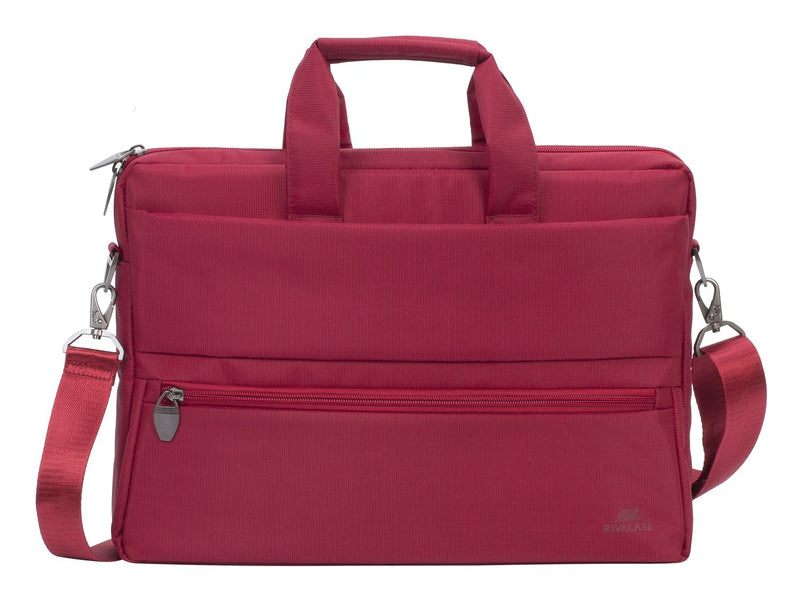 Rivacase Notebooktasche für Laptops bis 15.6 Zoll - leichte Schultertasche mit Zusatzfächern - gepolsterte Tragegriffe, abnehmbarer, verstellbarer Schultergurt mit rutschfestem Schulterpolster / 8630 Red 15.6"