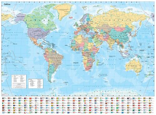 Collins Large World Wall Paper Map (70 x 91.5 cm)