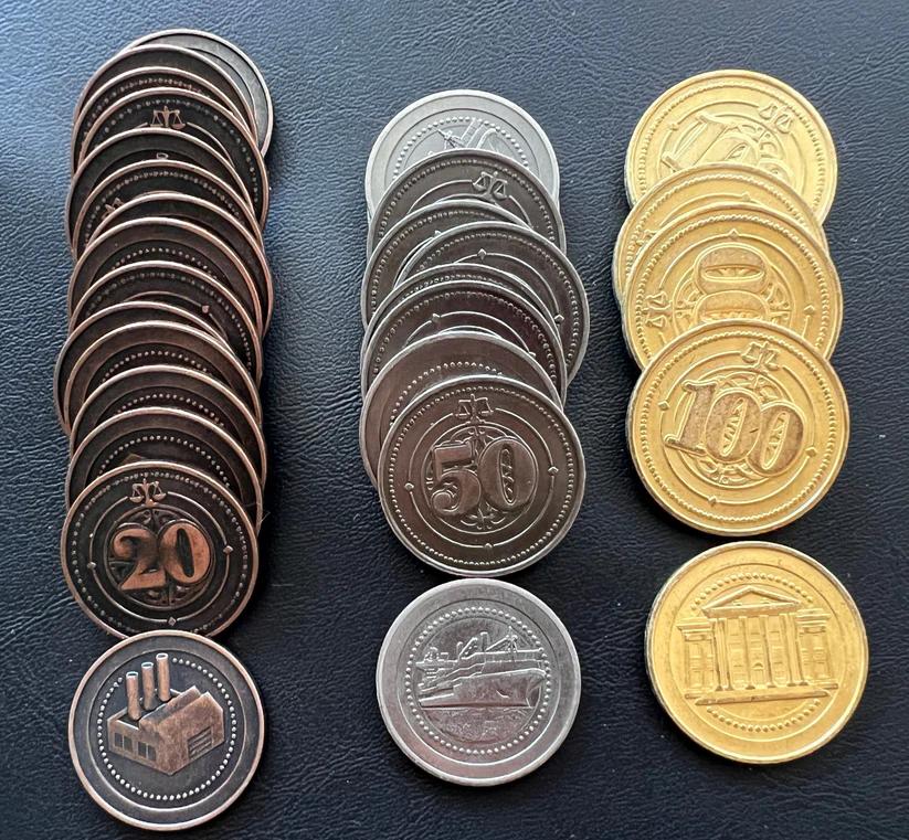 Board Game Upgrade: Metal Coin Board Game Upgrade Set (30 High Value Industrial Coins)