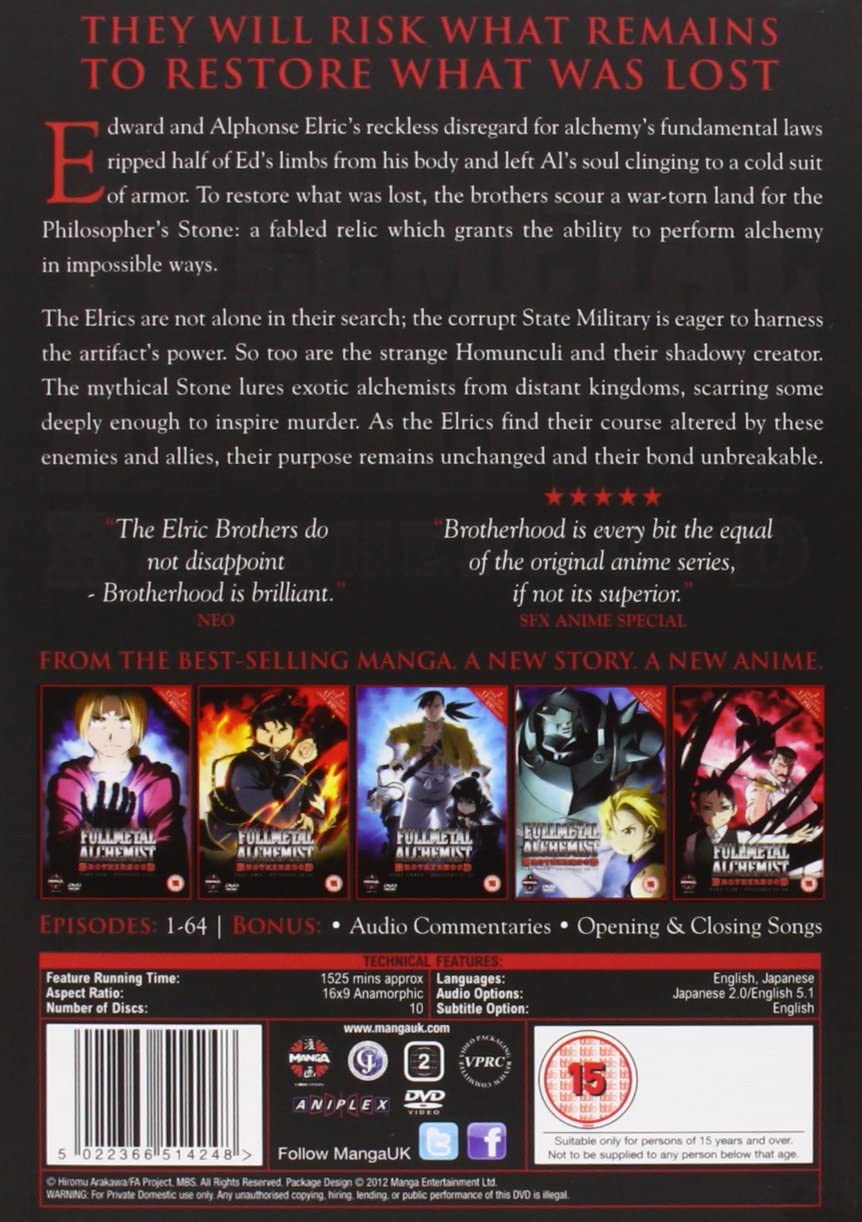 Fullmetal Alchemist Brotherhood Complete Series Collection (Episodes 1-64)